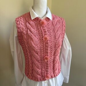 ZARA Peony Pink Cable Sweater Vest size Small